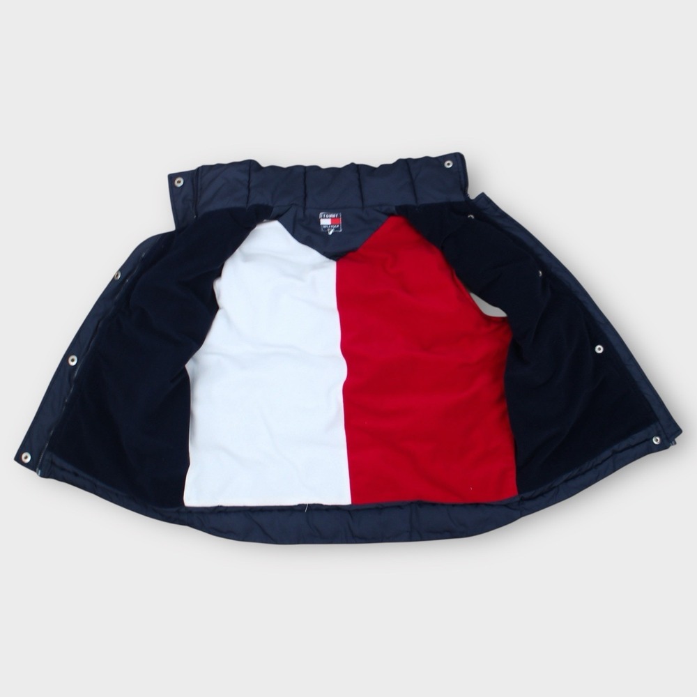 Vintage Tommy Hilfiger Puffer Vest 90s Flag Lining Navy Womens L Streetwear